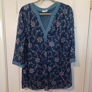 Ours Floral Mesh Top